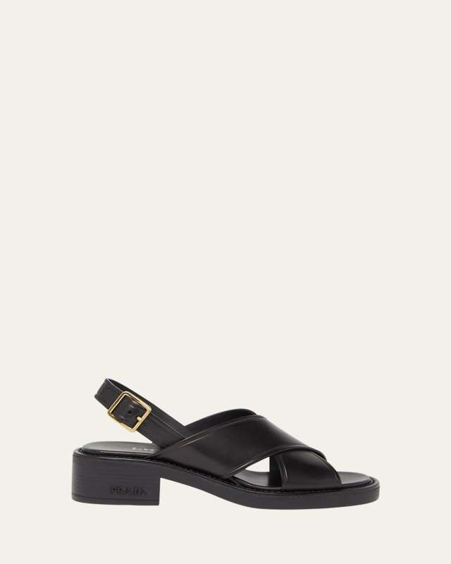Leather Crisscross Slingback Sandals